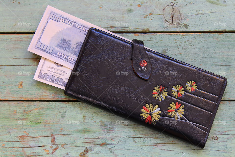 wallet and Dollar bill