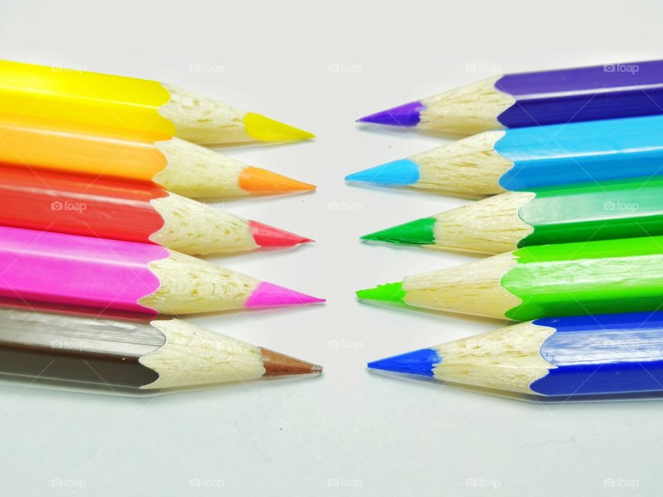 High angle view of color pencils