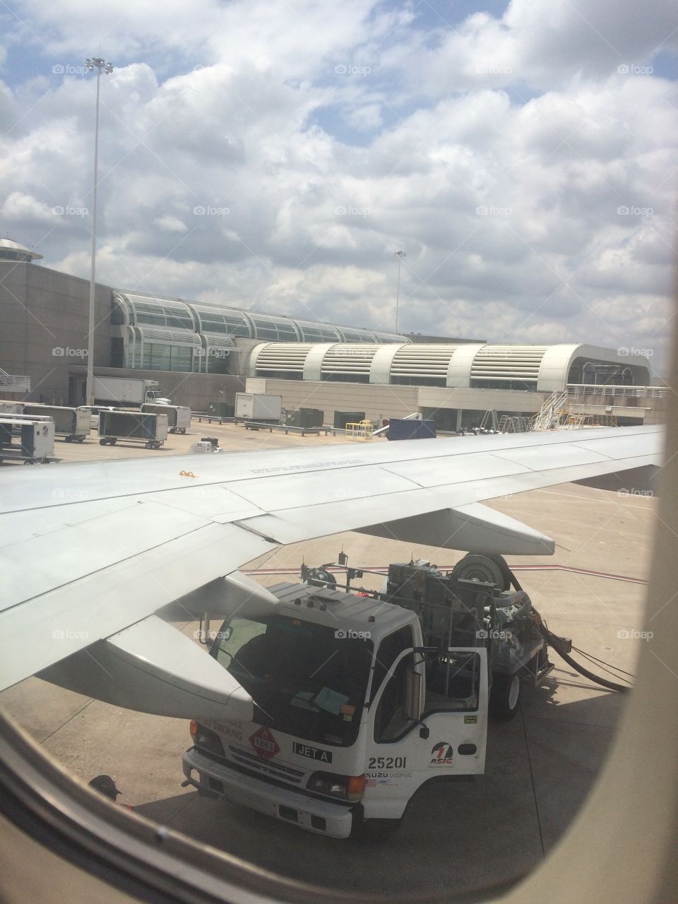 View from plane seat. Waiting for take off at Orlando international airport
