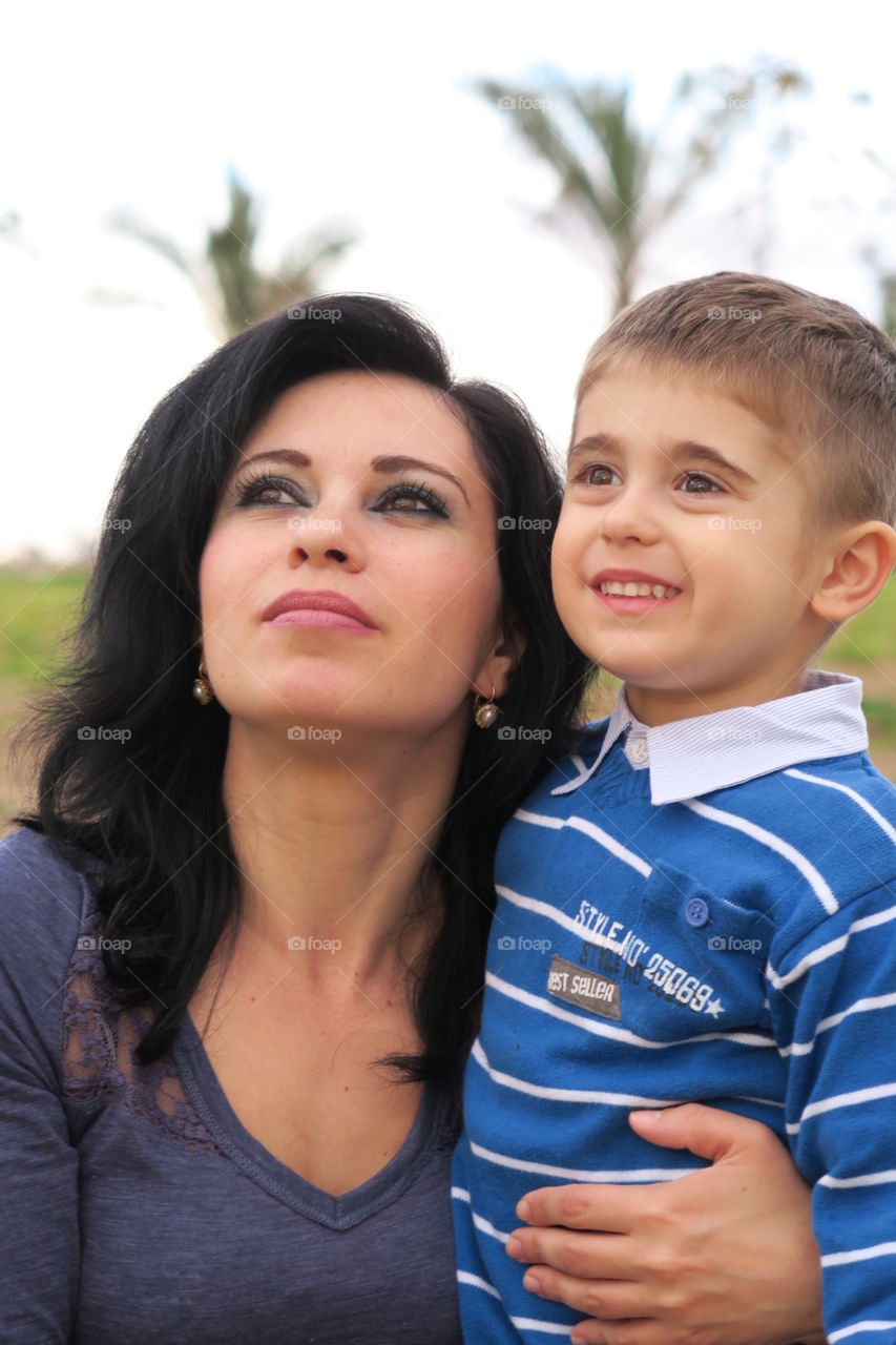 Mother and son. Mother and son enjoying spring