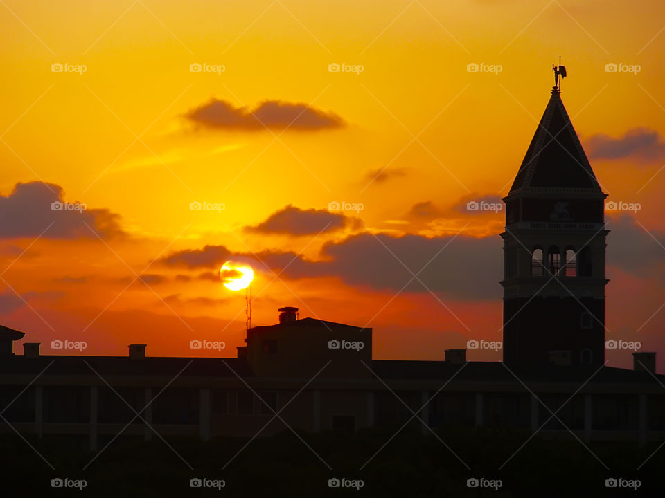 Golden hour over the old castle 