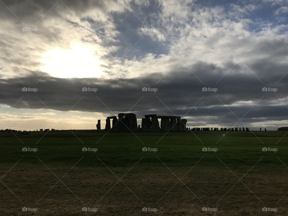 Clouds gathering over Stonehenge. The gray circle swooshed and combined around the behemoth.