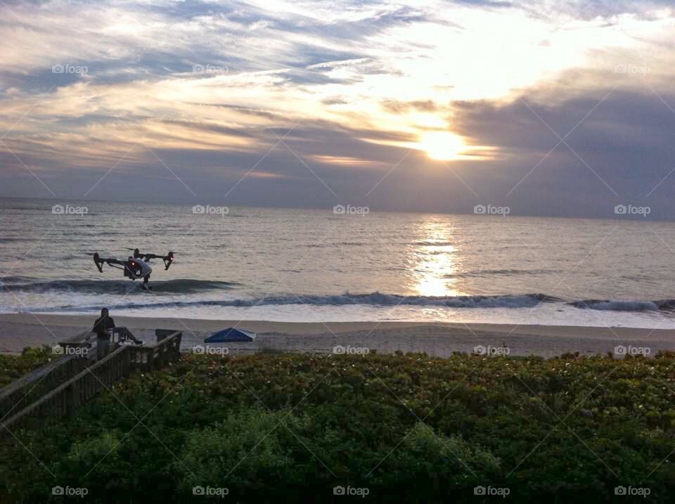 Drone day. Helicopter drone with camera  