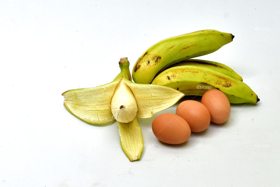 fresh banana fruit and egg