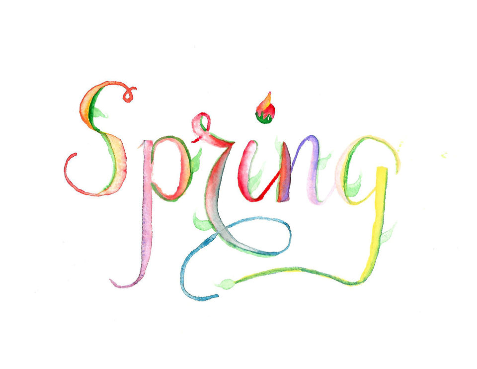 Spring lettering, typography, watercolor