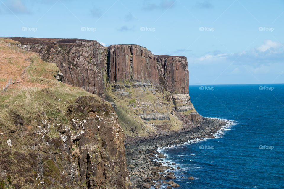 Kilt rock formation in the sun 