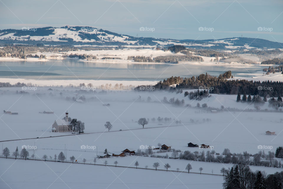 A foggy Bavarian town