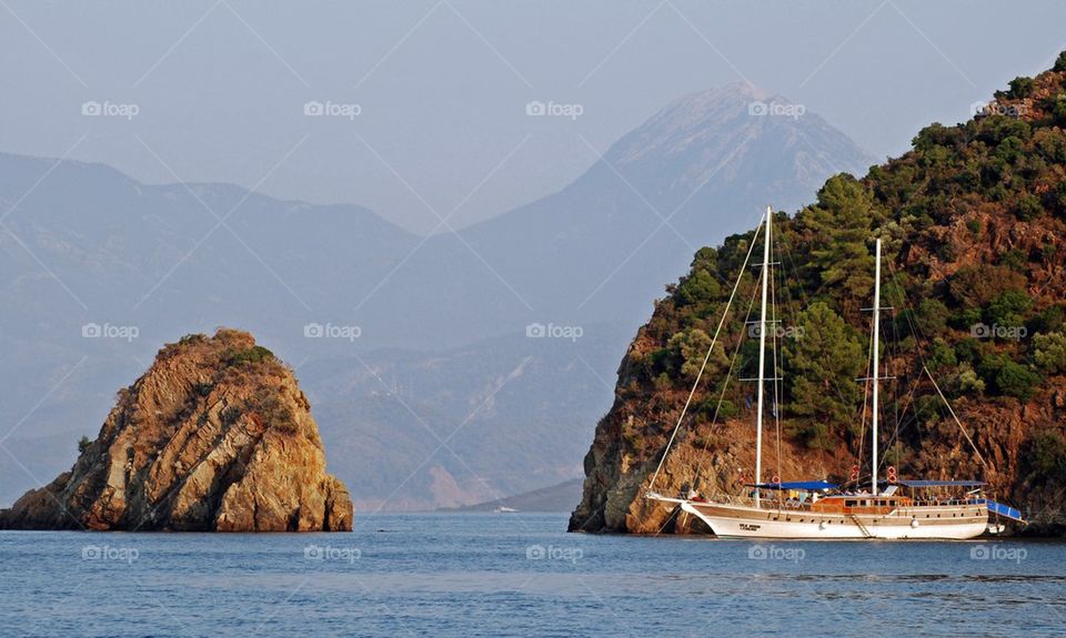 Sailboat in sea water