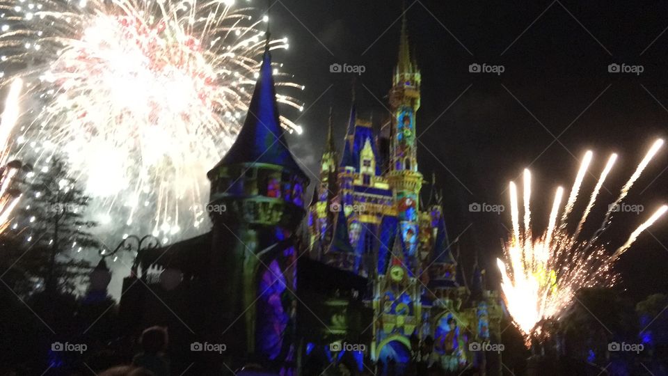 Castle and fireworks 