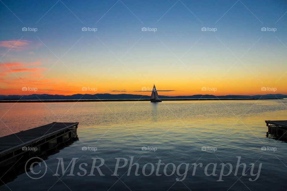 Sunset lake Champlain 