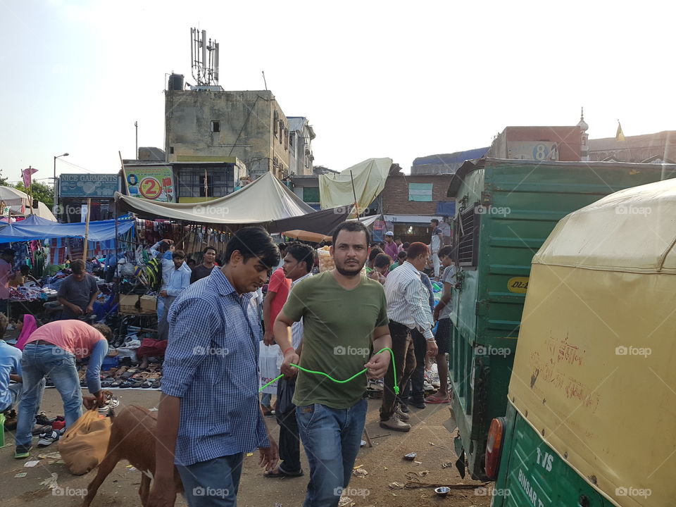 buying goat to cook at market