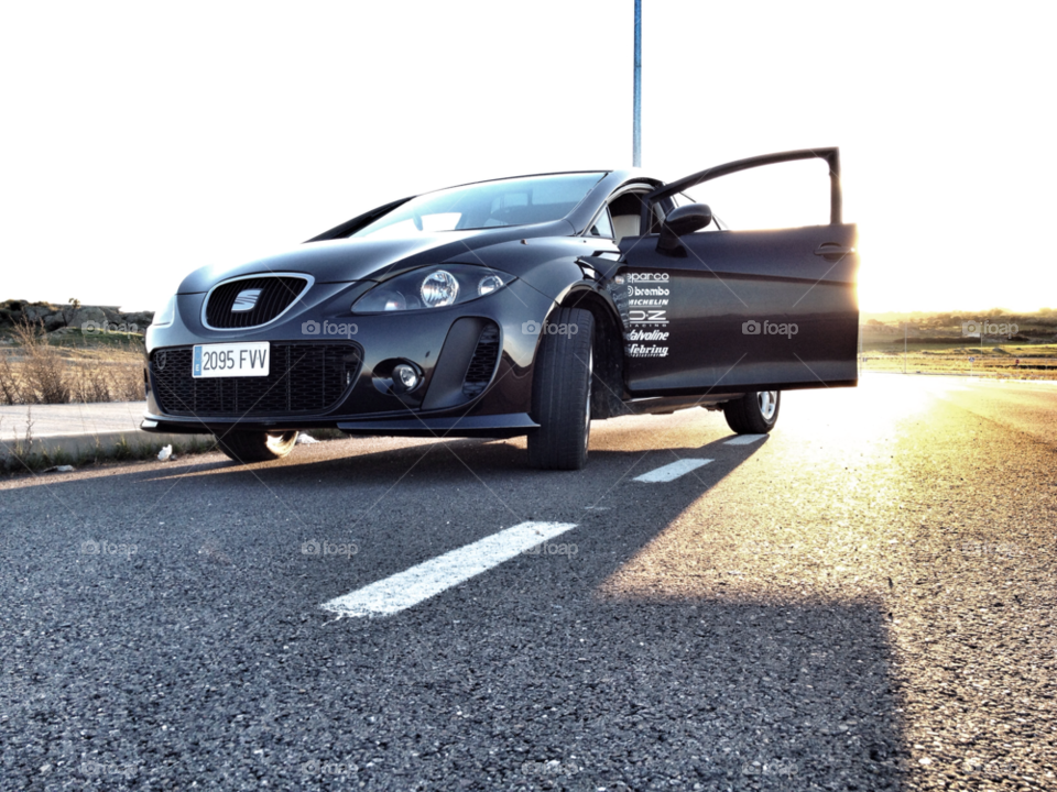 car sunset road spain by djmfotos