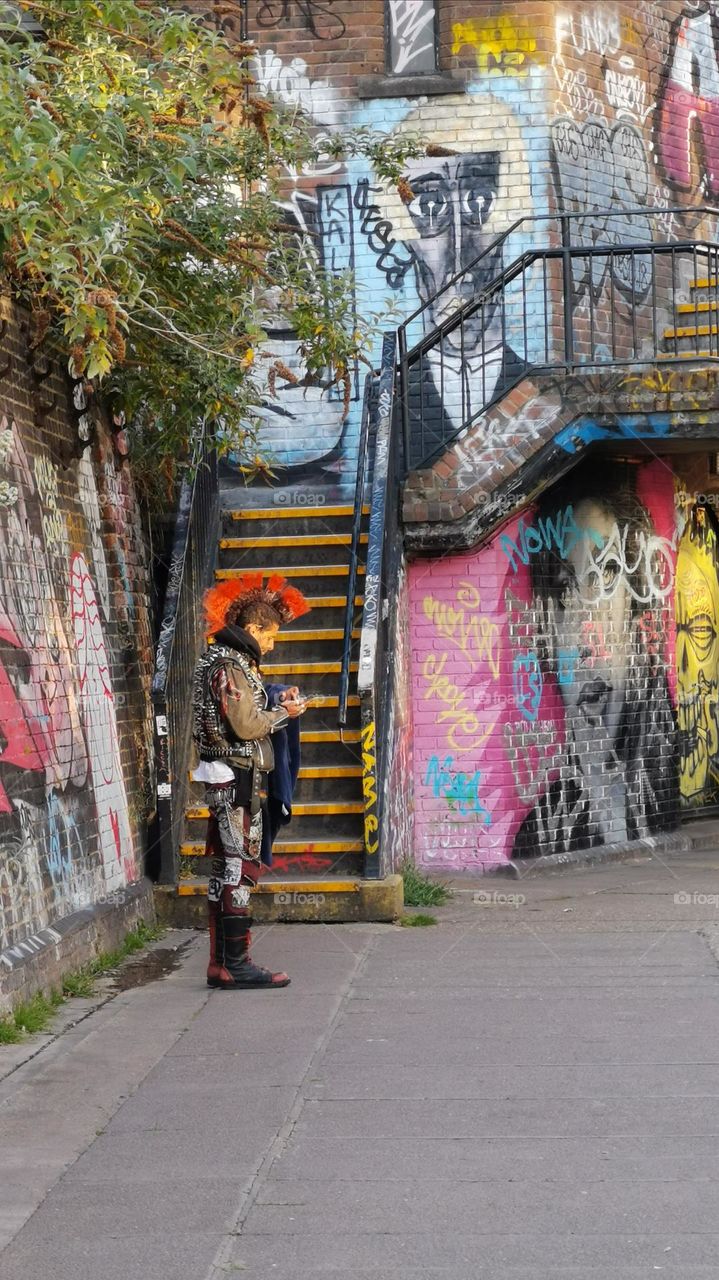 Visual street art in Camden Town, London. Street photo, murals and graffiti.