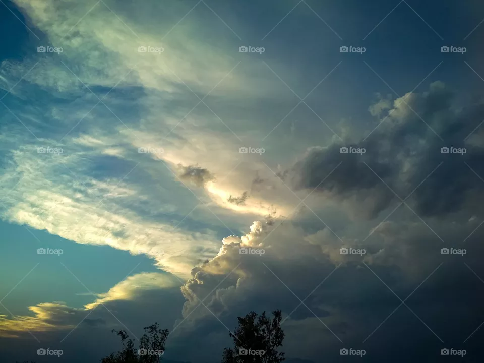 beautiful white clouds view at evening
