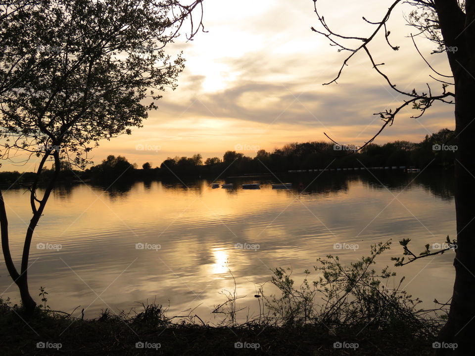 sunset on lake