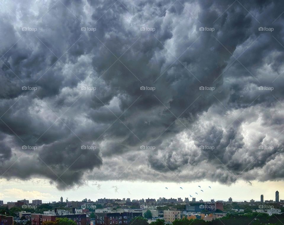 Storm clouds descending over  Brooklyn, New York
