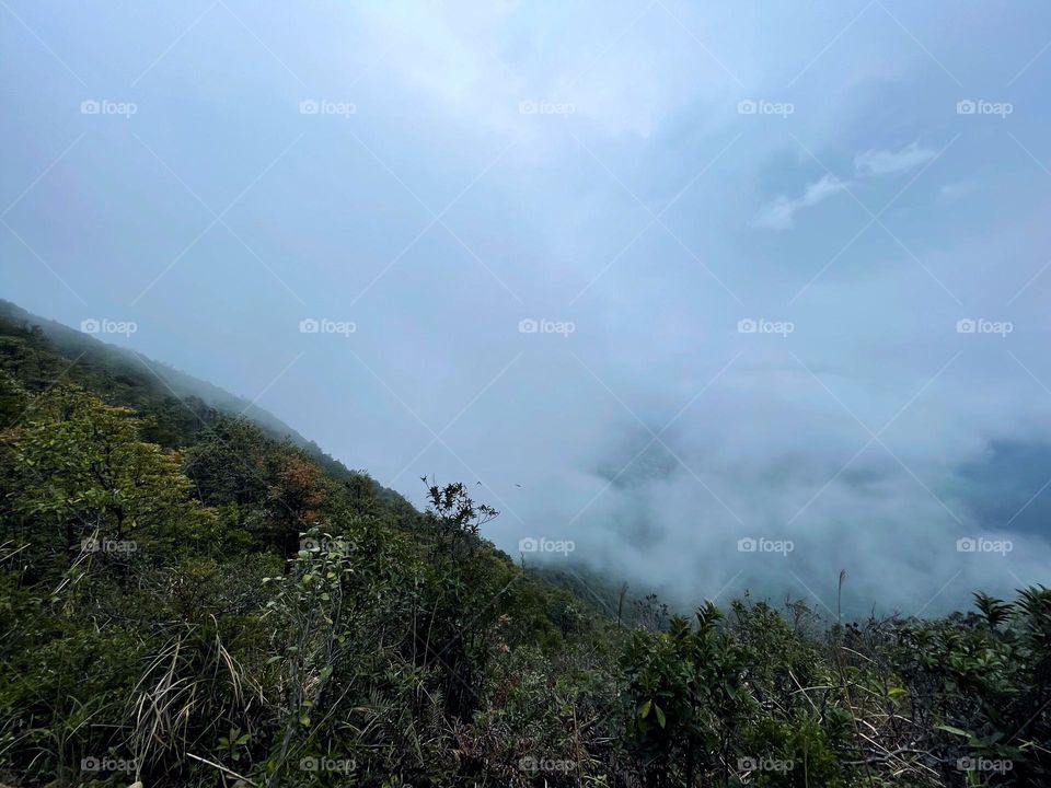 surrounded by clouds