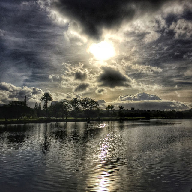 Honolulu cloudscape along the Ala Wai Canal