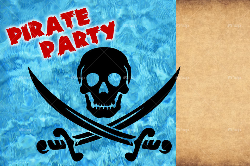 Pirate party invitation concept. Room to place your text. 