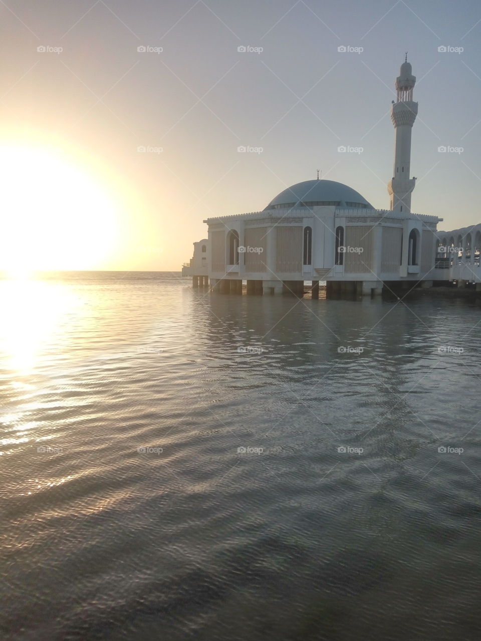 Sun set on floatin masjid