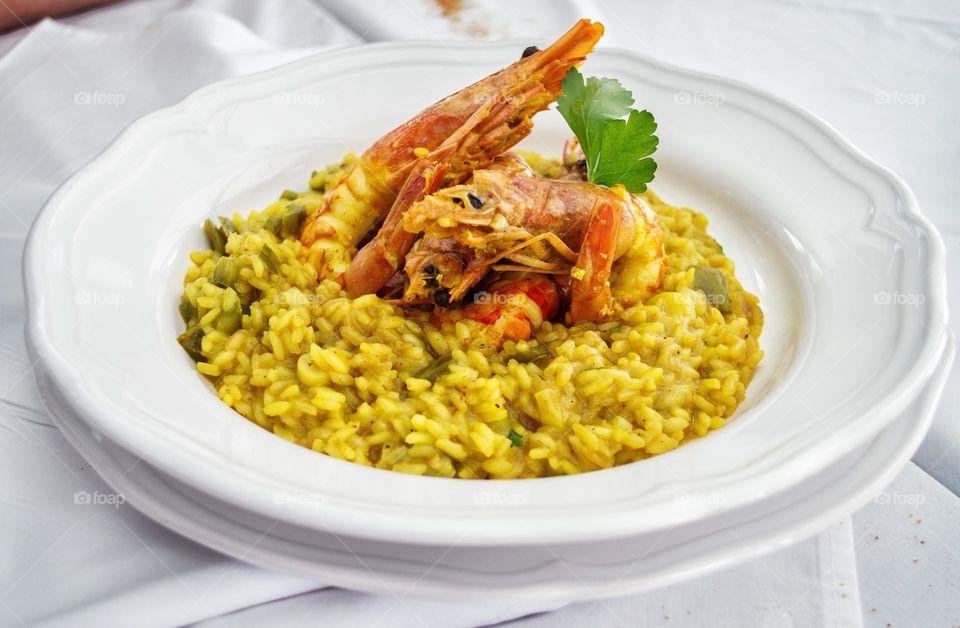 Delicious fried rice with sea food shrimp meals