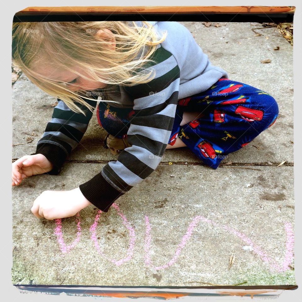 Boy with chalk