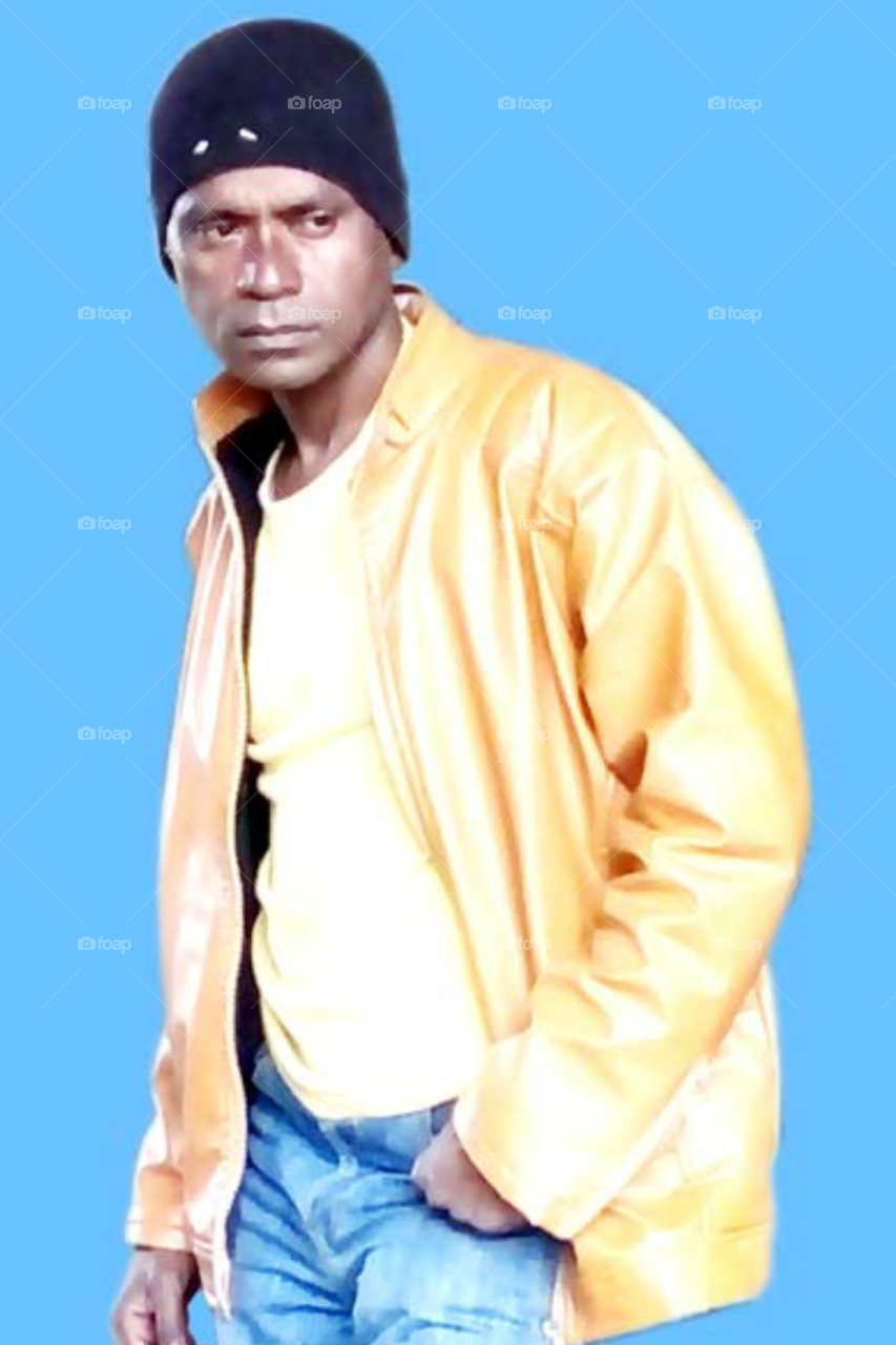 One model photo / Single model photo /model on blue background / model photo in yellow T-shirt/photo art/good photo for u