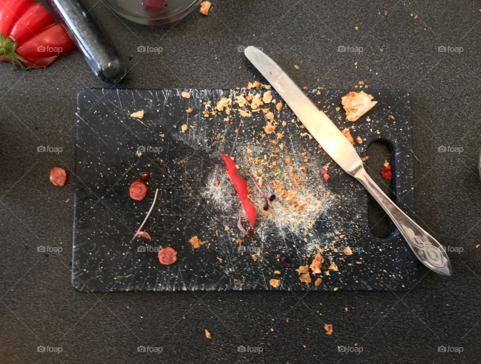 Empty Food desk after cutting 