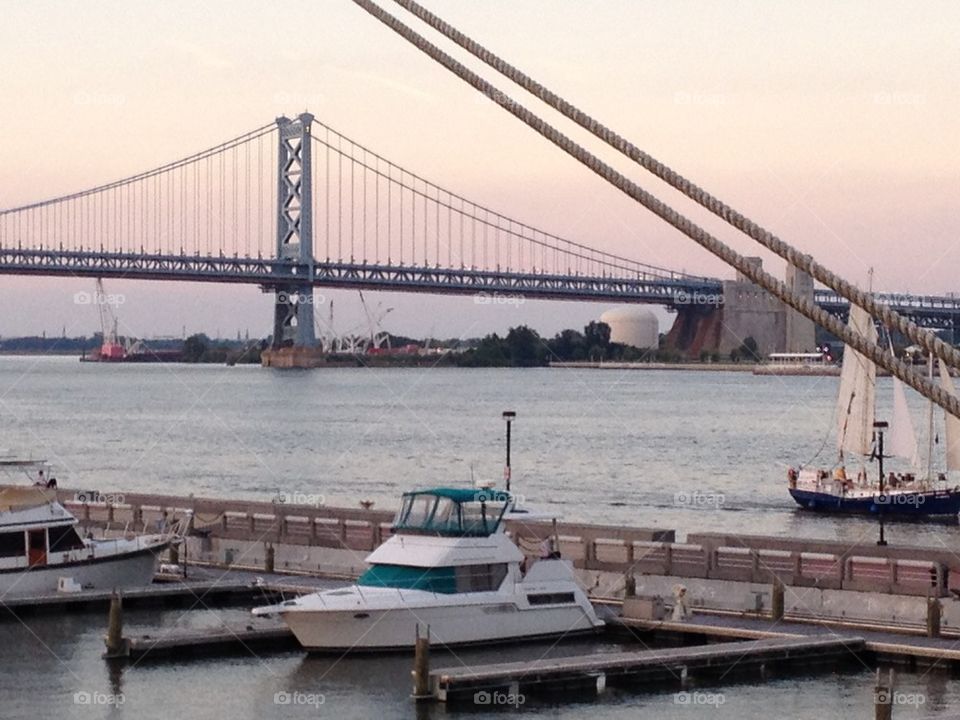 Benjamin Franklin bridge. Near Penn landing,Philadelphia