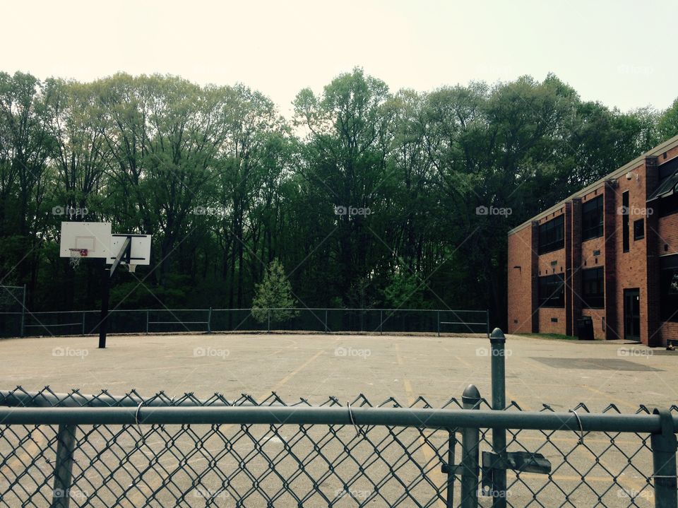 Middle School school yard. Part of a large middle school in Pennsylvania 