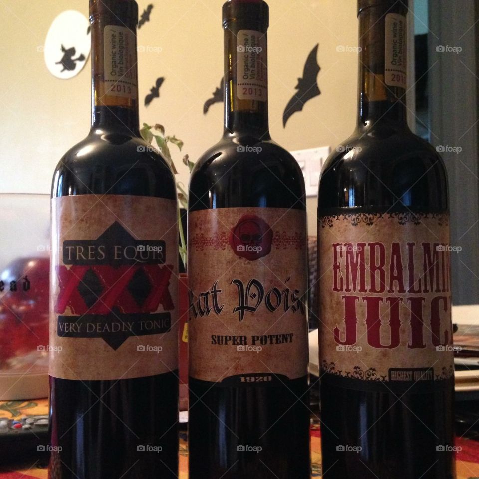 Halloween wine bottles