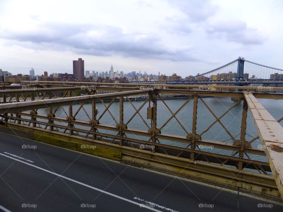 NEW YORK CITY BROOKLYN BRIGE VIEW OF NEW JERSEY