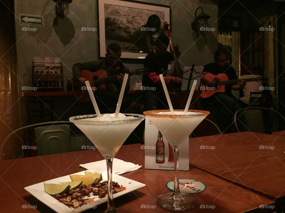 Margaritas in front of a Mexican band, Oaxaca, Mexico