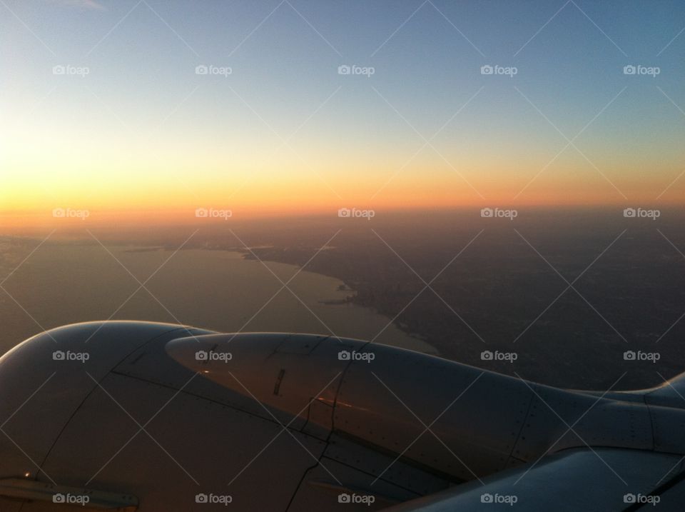 Over Chicago. From the window of the plane 