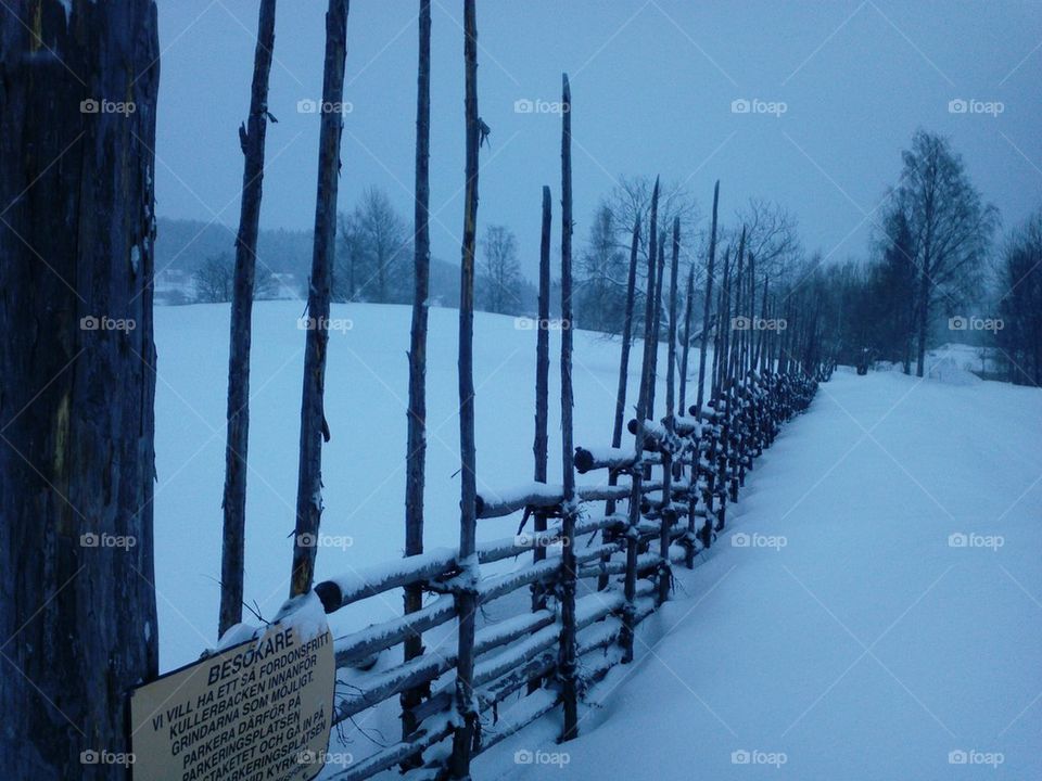 Fence in a winterlandscape 