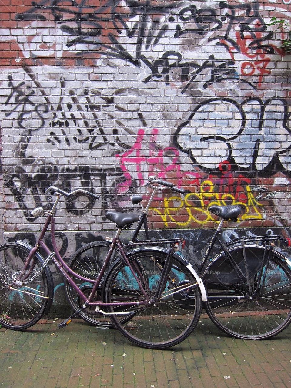 Bikes and graffiti in Amsterdam 