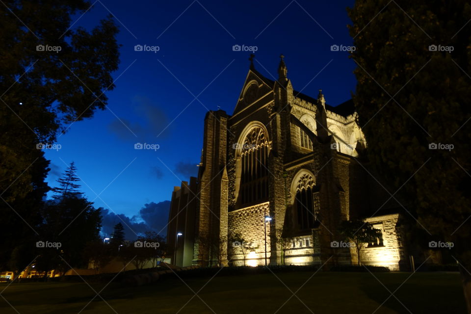 Cathedral view at night.