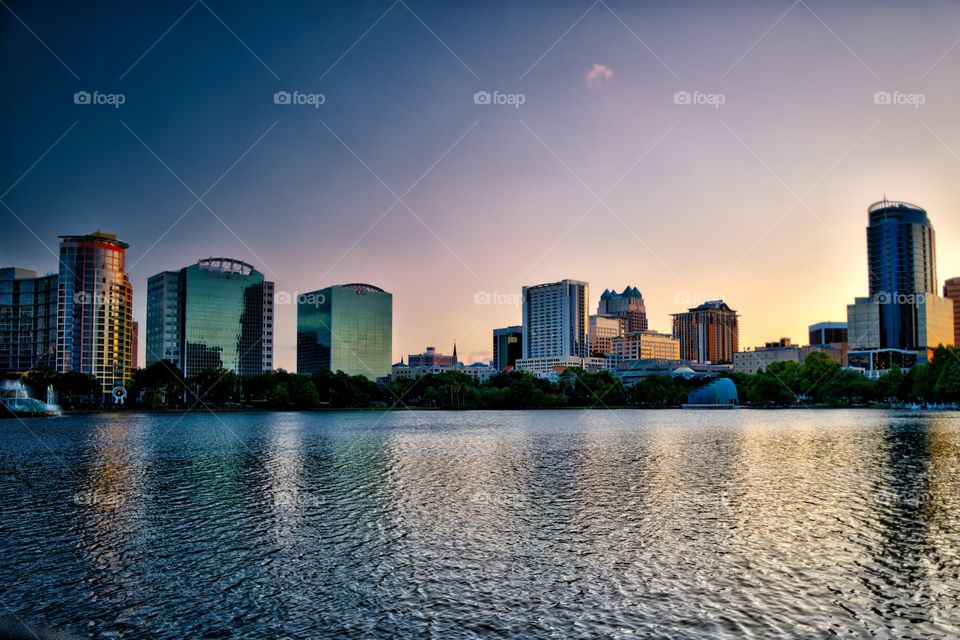 Orlando City Skyline Sunset