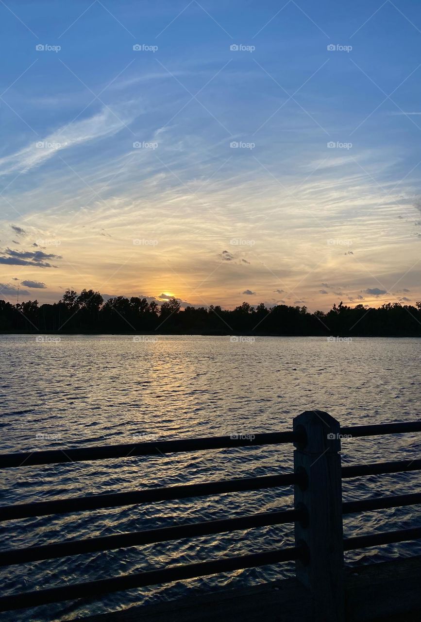 Sunset over intercostal water Wilmington NC