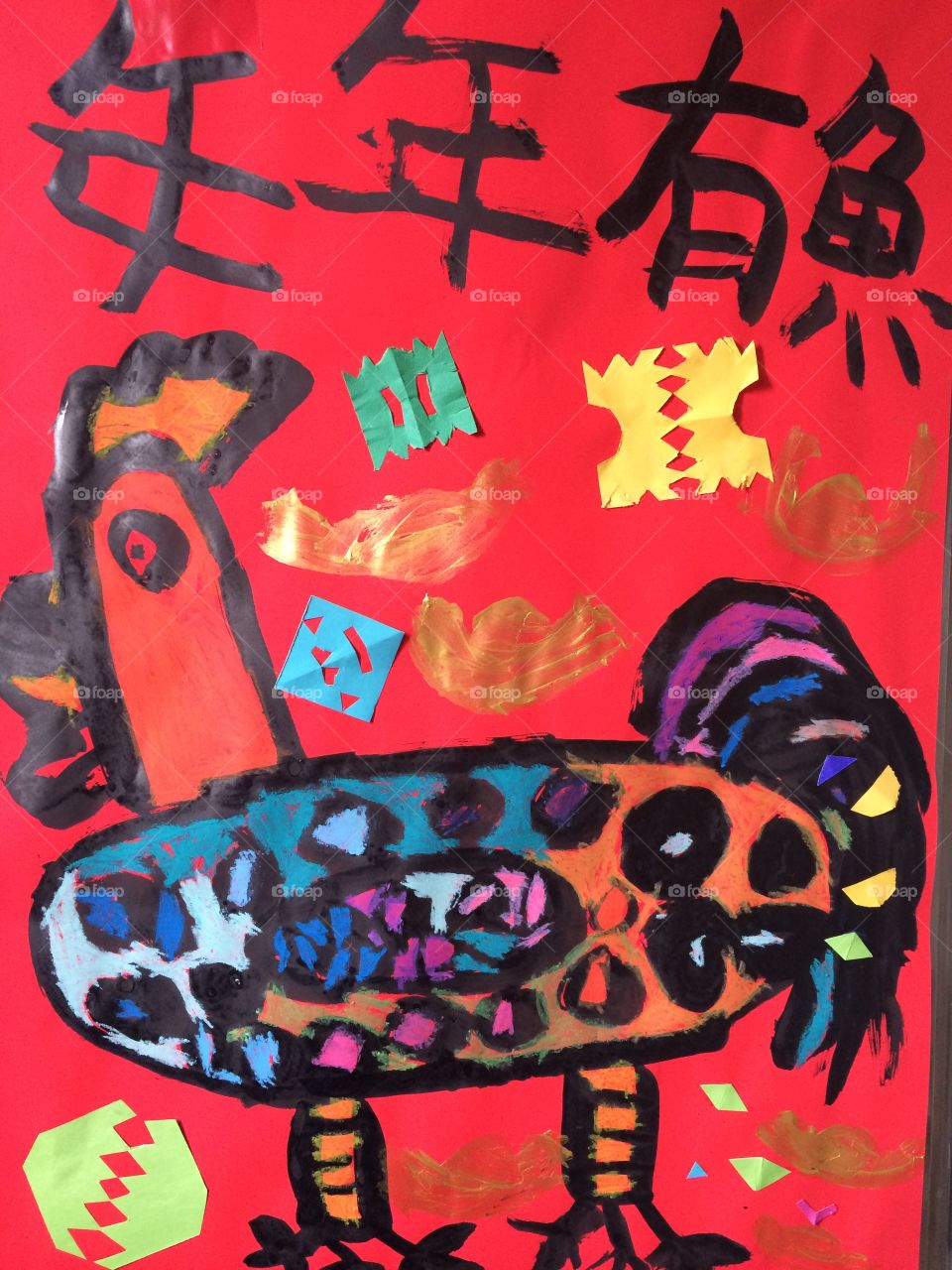 Children painted Chinese couplets, Chinese year