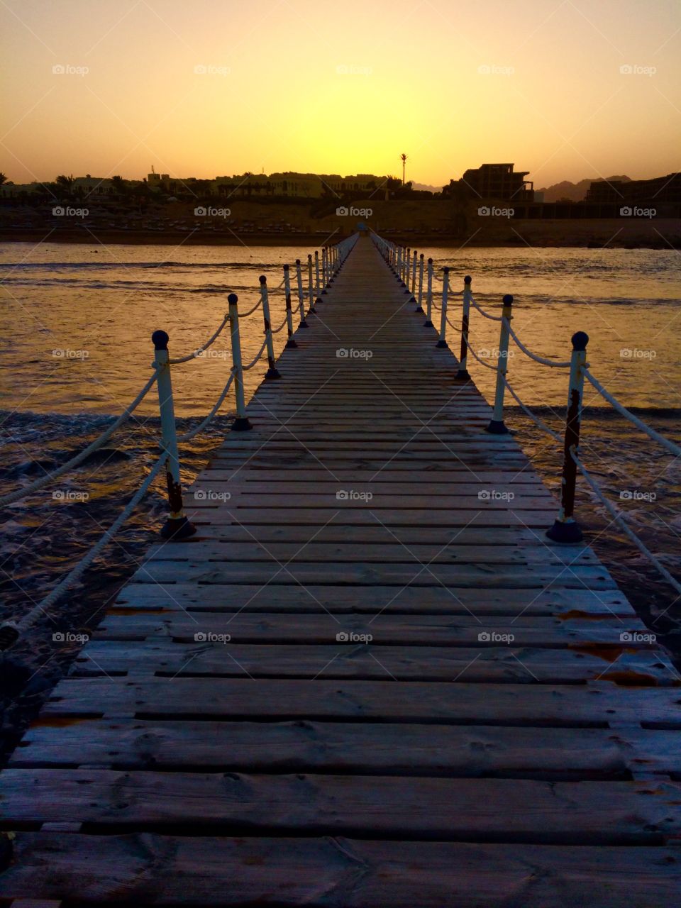 Pier at sunset. Evening walk in sharm el sheikh