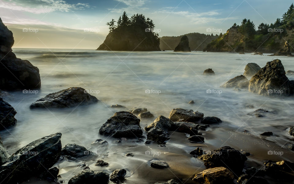 Scenic view of rocky beach