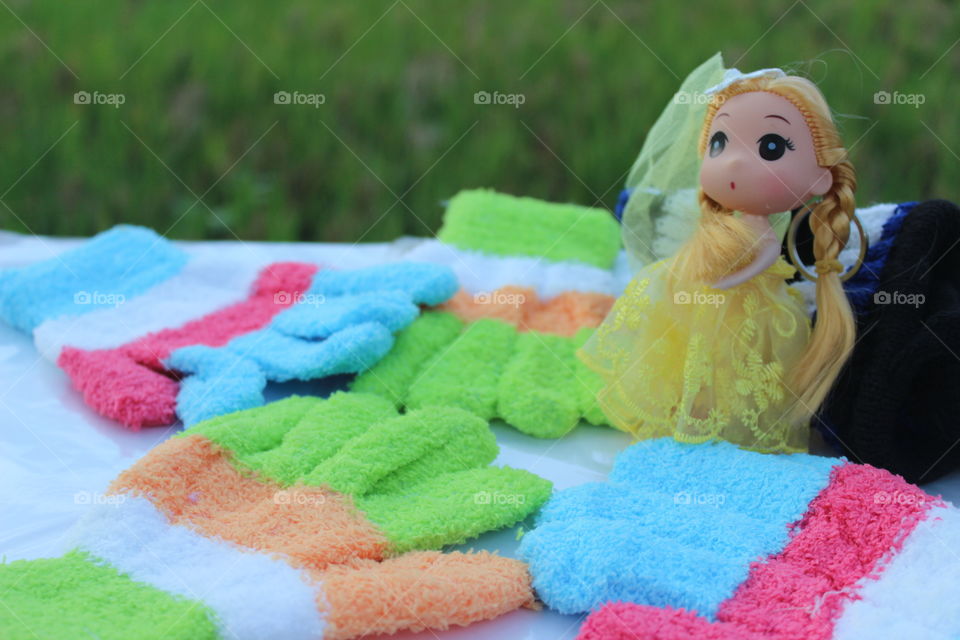 glove, wear, doll, toys, Christmas, color, focus, close up
