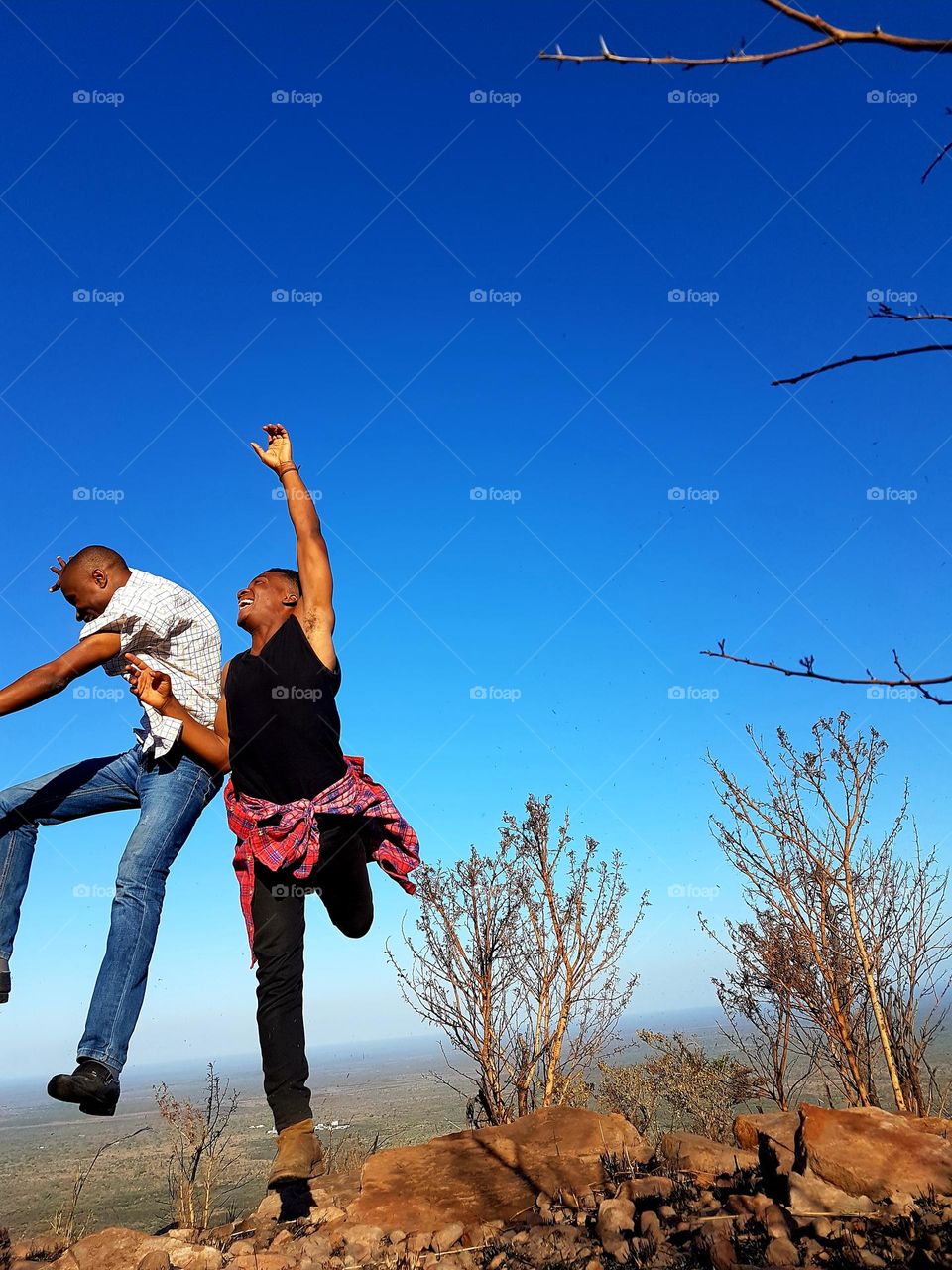 Happiness and Freedom Jumping Flying