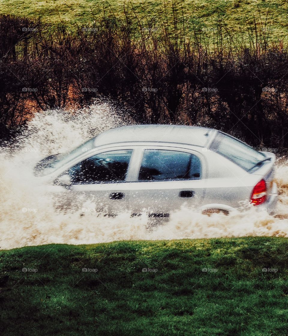 Floods. Flooded road