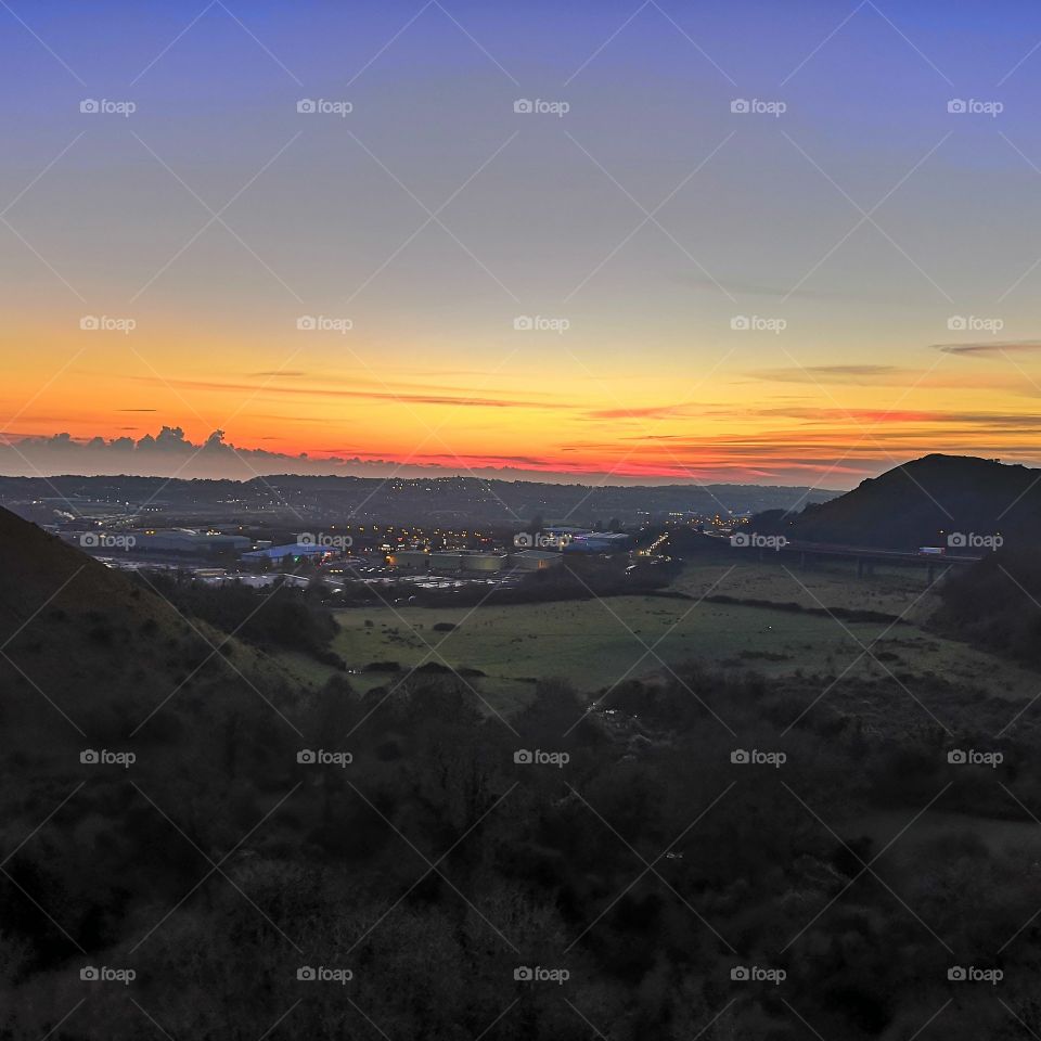 Sunset over the hills