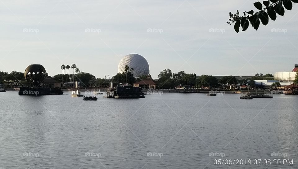 Disney's Epcot  views of getting ready for  the Illumination Reflections of Earth Fireworks