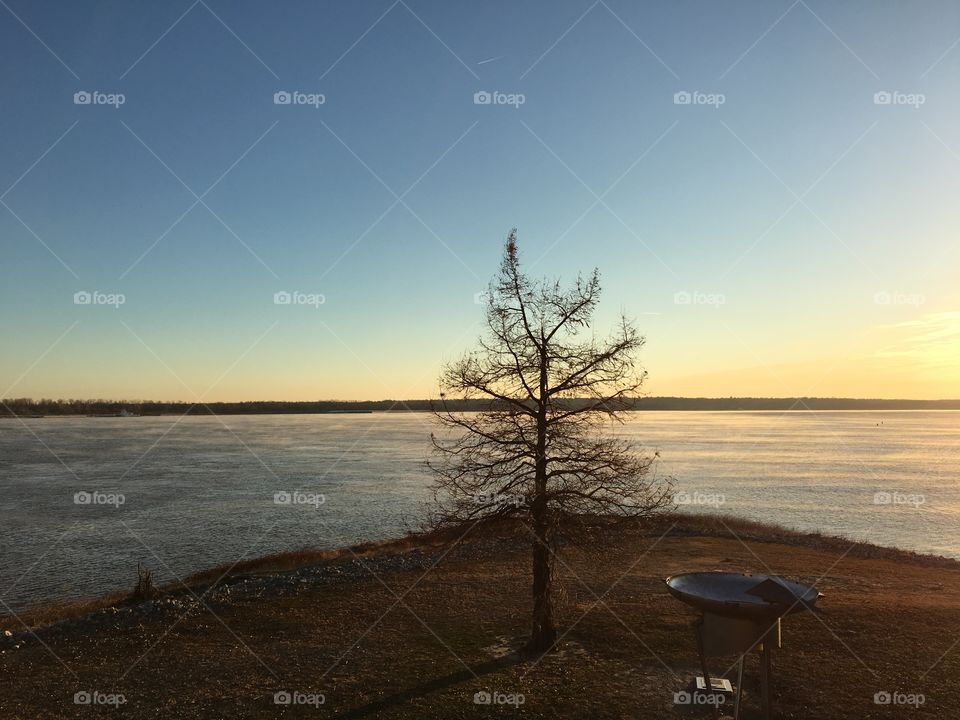 The confluence of the Ohio River and Mississippi River