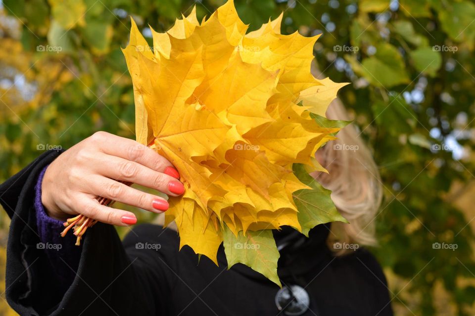 leaves in the hand love autumn time