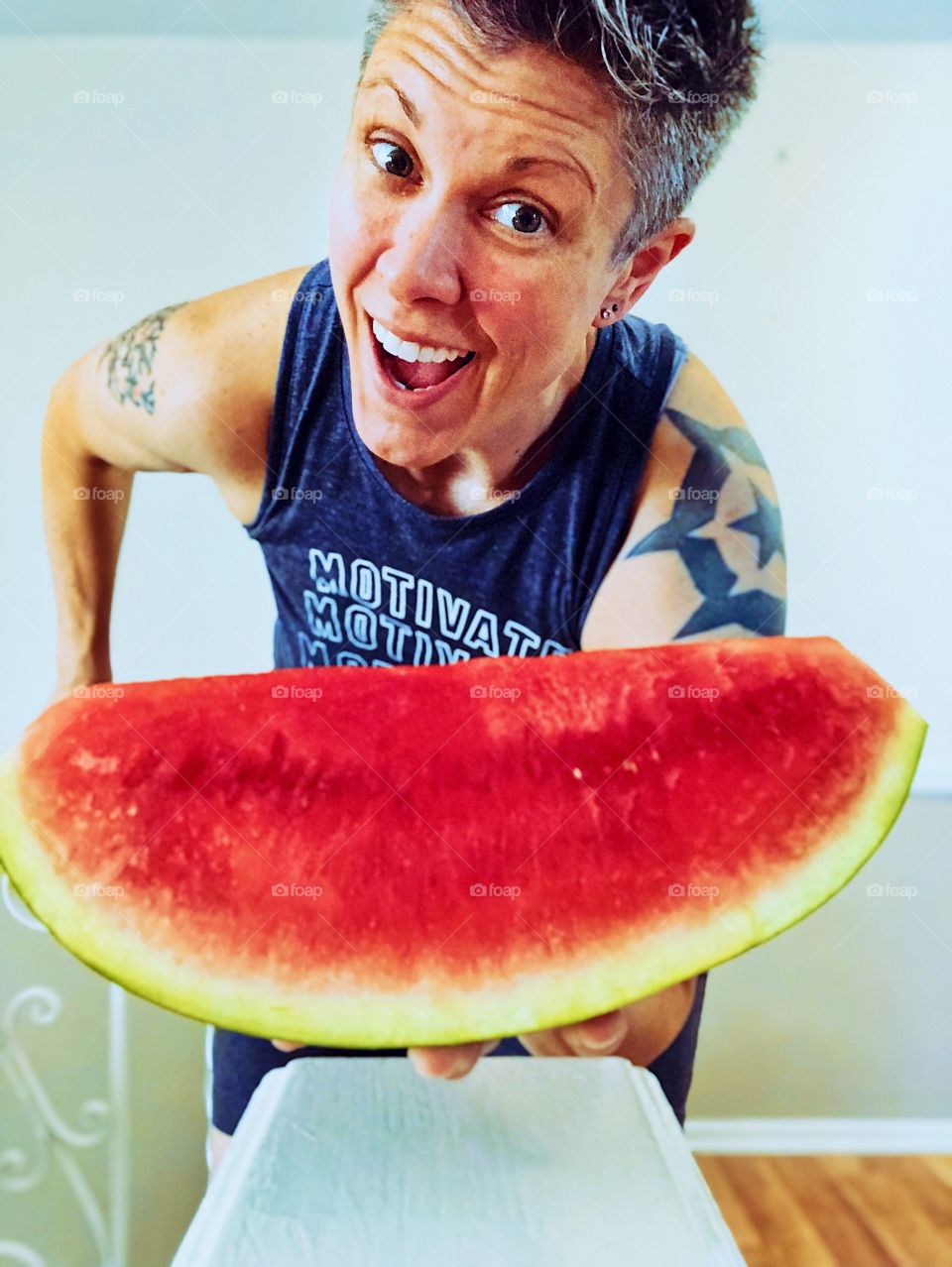 Woman With Large Watermelon, Funny Girl Portrait, Farm Fresh Fruits, Summertime Fruits, Serving Watermelon 